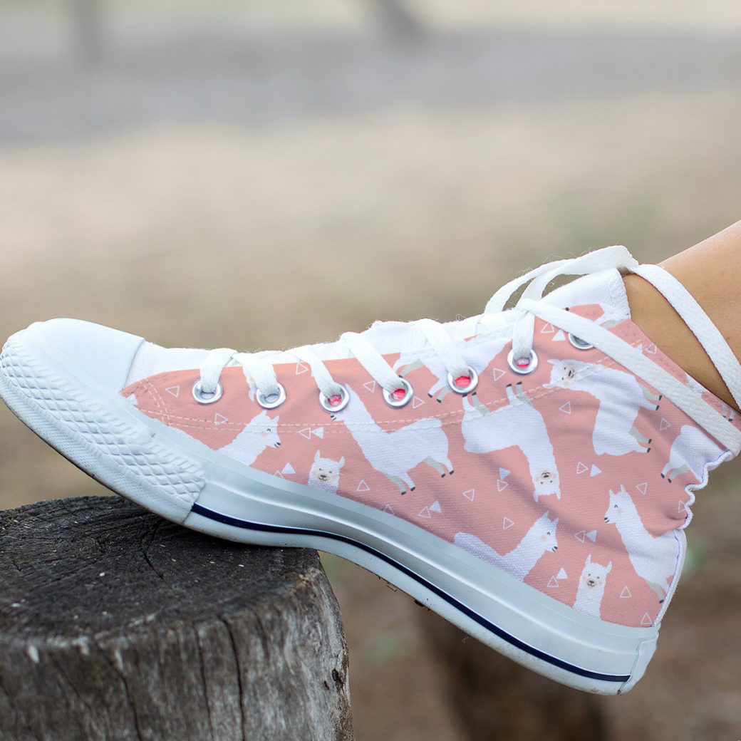 Llama Pattern Shoes | Custom High Top Sneakers For Kids & Adults