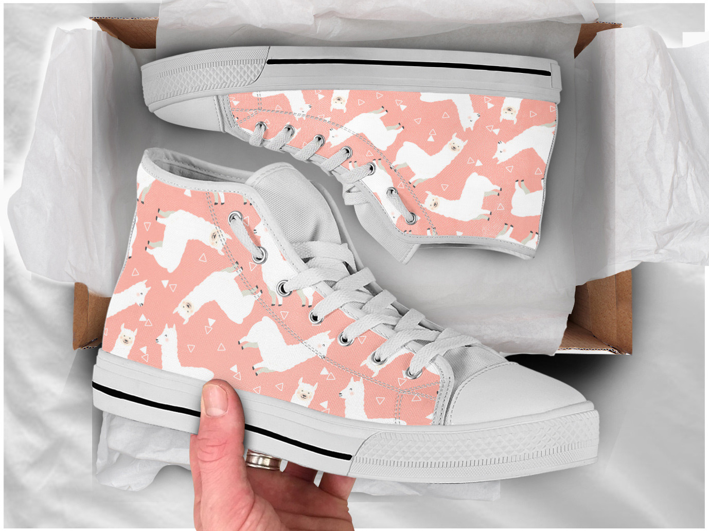 Llama Pattern Shoes | Custom High Top Sneakers For Kids & Adults