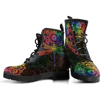 Mandala Dragonfly Chakra Color Handcrafted Boots