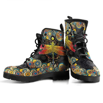 Mandala Dragonfly Handcrafted Boots 1