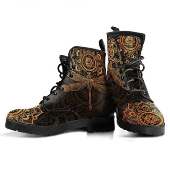 Mandala Dragonfly Rusty Gold Handcrafted Boots