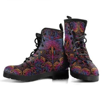 Mandala Dragonfly Womens Leather Boots