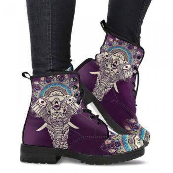 Cool Elephant Boots | Vegan Leather Lace Up Printed Boots For Women