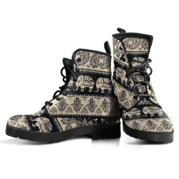 Mandala Elephant Pattern Womens Leather Boots