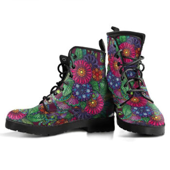 Mandala Flowers Womens Leather Boots