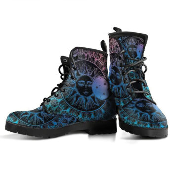 Mandala Sun Moon Womens Leather Boots 1