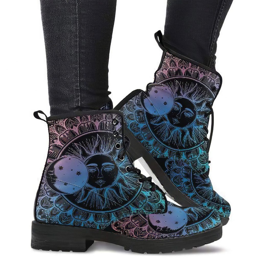 Cool Mandala Boots | Vegan Leather Lace Up Printed Boots For Women