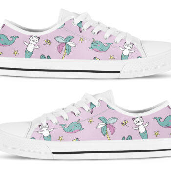 Mermaid Cat Shoes | Custom Low Tops Sneakers For Kids & Adults