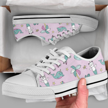 Mermaid Cat Shoes | Custom Low Tops Sneakers For Kids & Adults