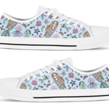 Blue Mermaid Shoes | Custom Low Tops Sneakers For Kids & Adults