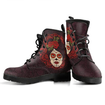 Mexican Skull Girl Womens Leather Boots