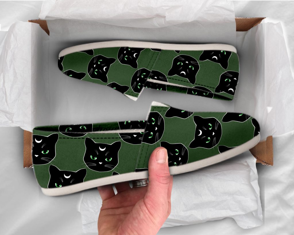 Black Cat Shoes Custom Canvas Sneakers For Kids & Adults