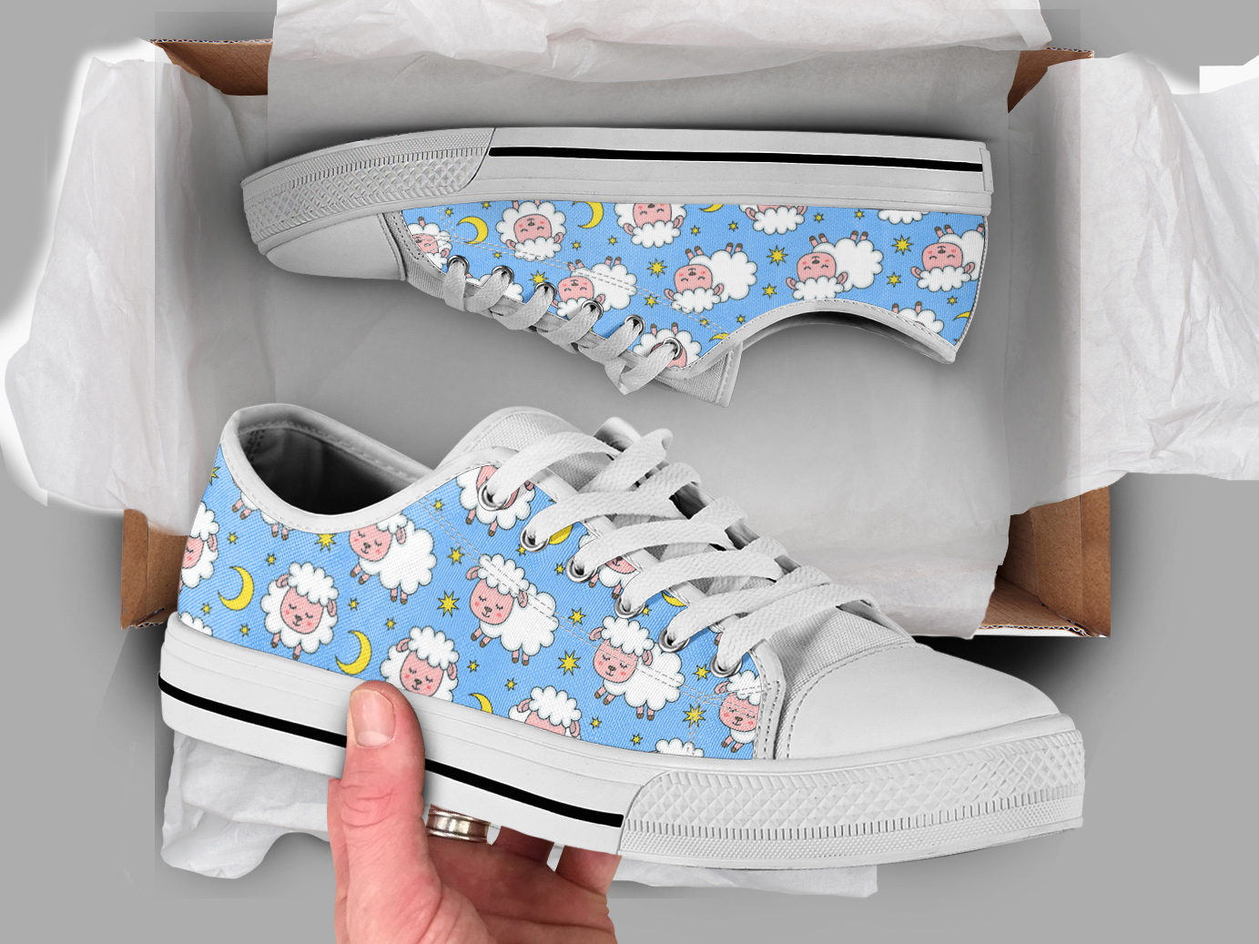 White Sheep Shoes | Custom Low Tops Sneakers For Kids & Adults
