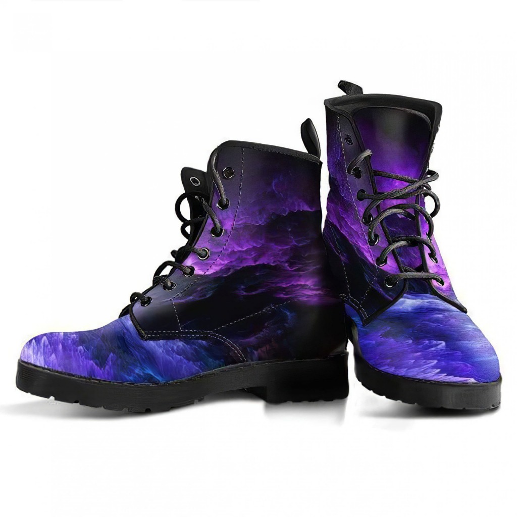 Galaxy Universe Shoes | Vegan Leather Lace Up Printed Boots For Women