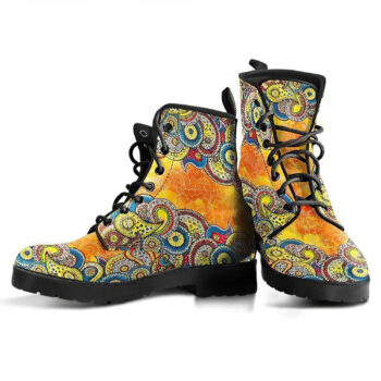 Orange Paisley Mandala Handcrafted Boots