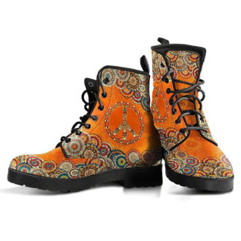 Orange Peace Mandala Handcrafted Boots
