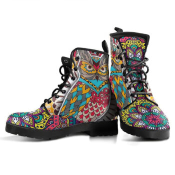 Owl Mandala Womens Leather Boots 1