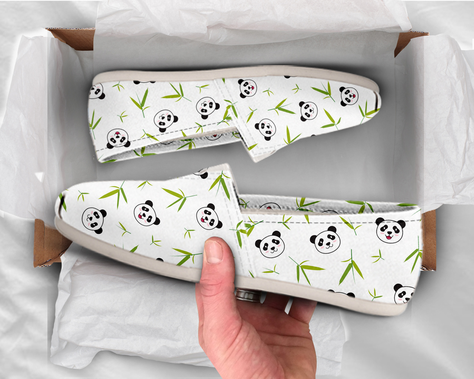 Panda Slip-On Shoes | Custom Canvas Sneakers For Kids & Adults