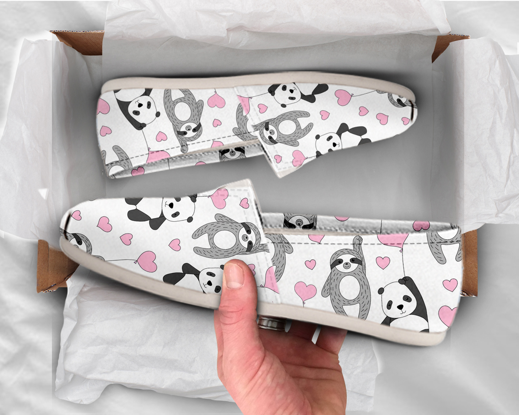 Sloth Panda Lover Shoes | Custom Canvas Sneakers For Kids & Adults