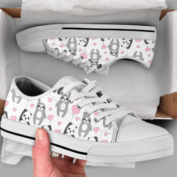 Panda Sloth Lazy Love Shoes | Custom Low Tops Sneakers For Kids & Adults