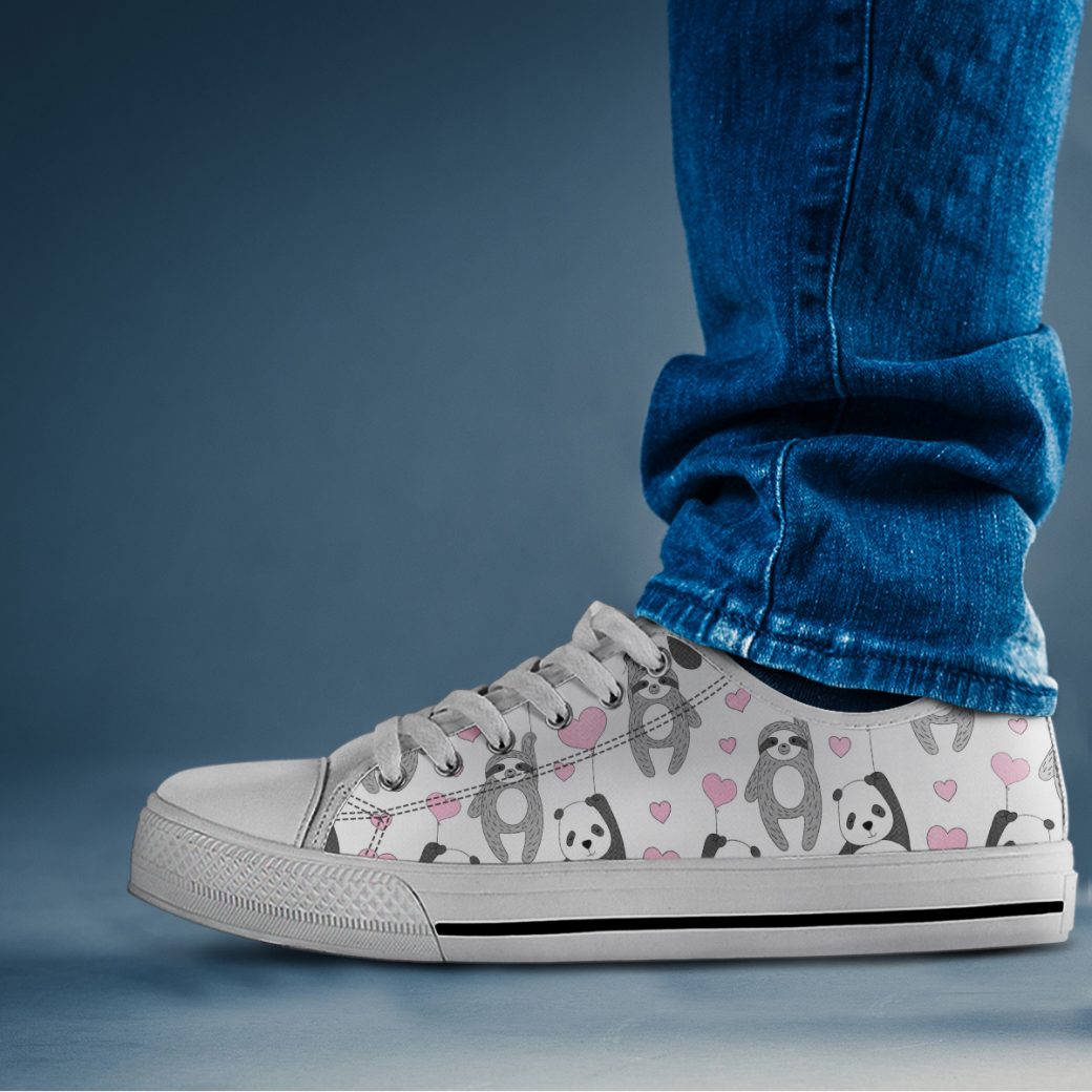 Panda Sloth Lazy Love Shoes | Custom Low Tops Sneakers For Kids & Adults