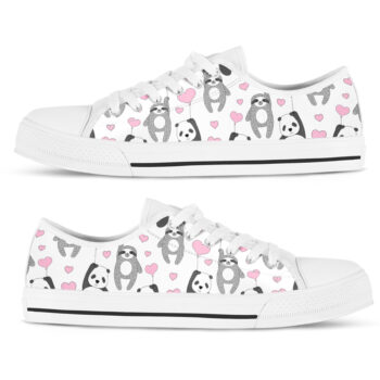 Panda Sloth Lazy Love Shoes | Custom Low Tops Sneakers For Kids & Adults