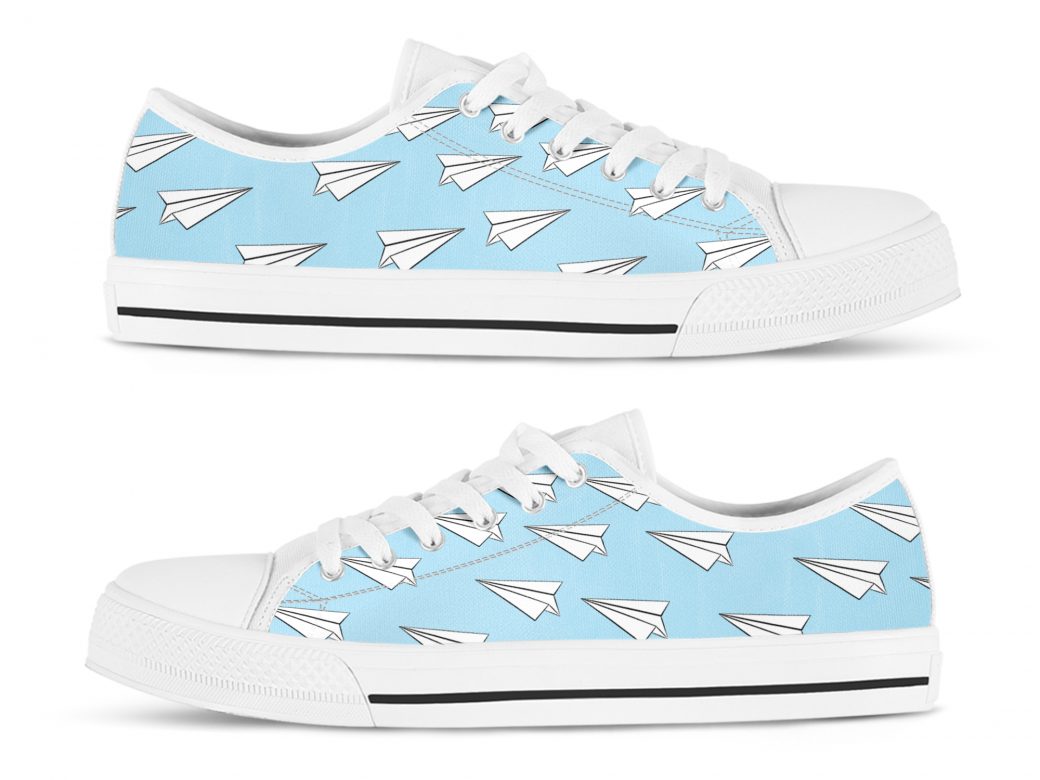 Cute Paperplanes Shoes | Custom Low Tops Sneakers For Kids & Adults