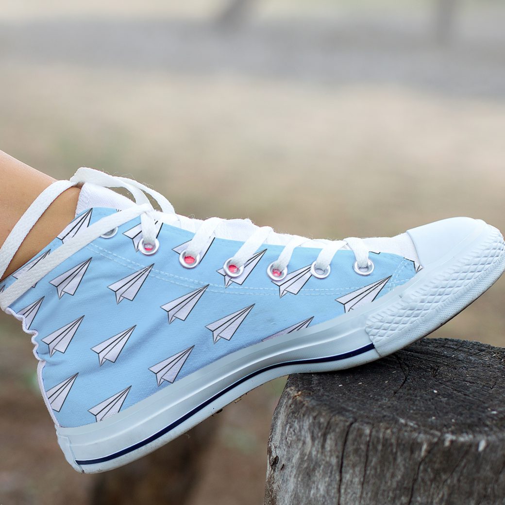 Cute Paperplane Shoes | Custom High Top Sneakers For Kids & Adults
