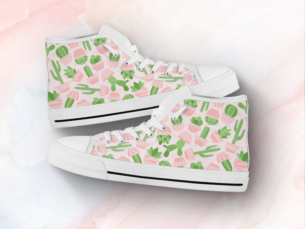Pastel Cactus Shoes | Custom High Top Sneakers For Kids & Adults