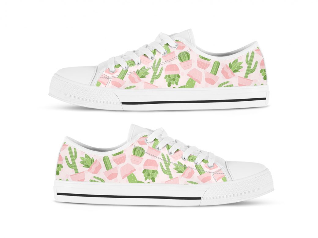Pink Cactus Shoes | Custom Low Tops Sneakers For Kids & Adults