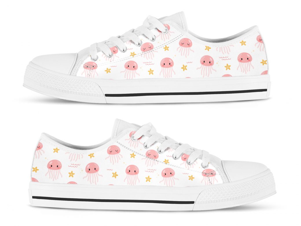 Jellyfish Print Pastel Shoes | Custom Low Tops Sneakers For Kids & Adults