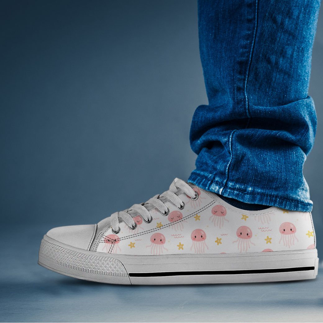 Jellyfish Print Pastel Shoes | Custom Low Tops Sneakers For Kids & Adults