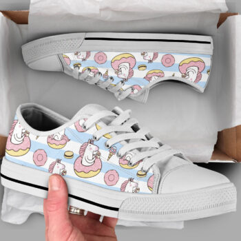 Donuts Unicorn Shoes | Custom Low Tops Sneakers For Kids & Adults