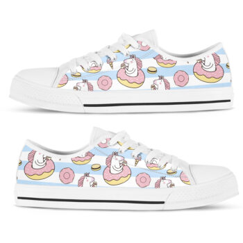 Donuts Unicorn Shoes | Custom Low Tops Sneakers For Kids & Adults