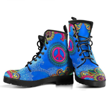 Peace Flowers Handcrafted Boots V4