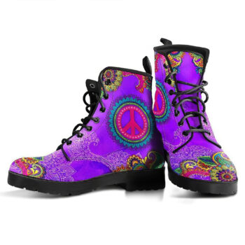 Peace Flowers Handcrafted Boots V5