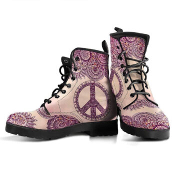 Peace Henna Mandala Womens Leather Boots 1