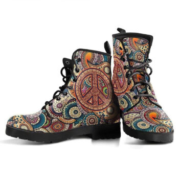 Peace Henna Mandala Womens Leather Boots