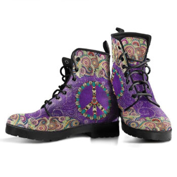 Peace Mandala Purple Handcrafted Boots