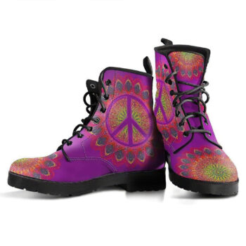 Peace Mandala Womens Leather Boots 4