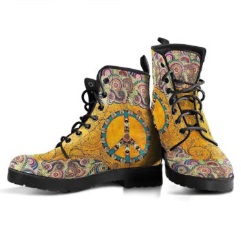 Peace Mandala Yellow Handcrafted Boots