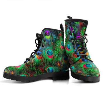 Peacock Feathers Womens Leather Boots