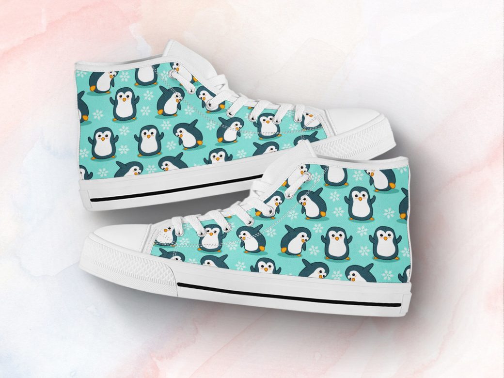 Penguin Gym Shoes | Custom High Top Sneakers For Kids & Adults