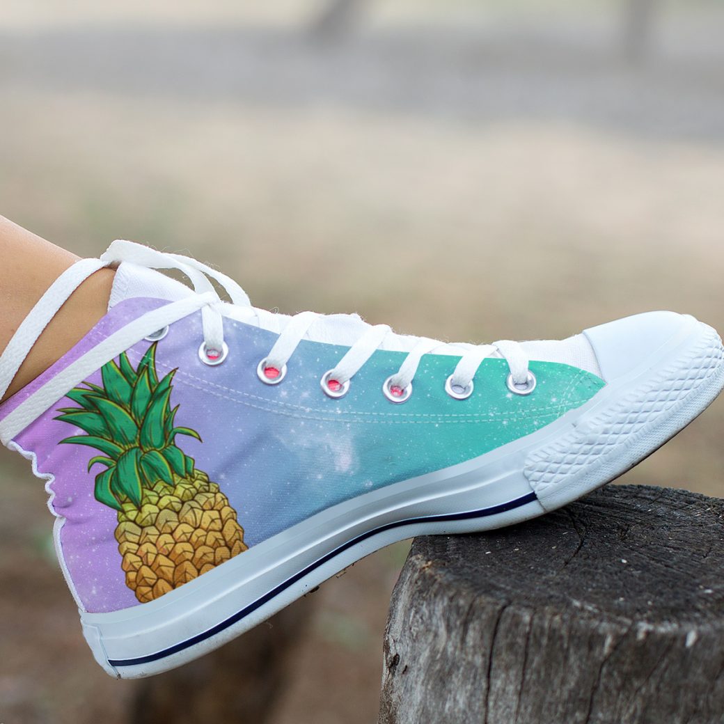 Kawaii Pineapple Shoes | Custom High Top Sneakers For Kids & Adults