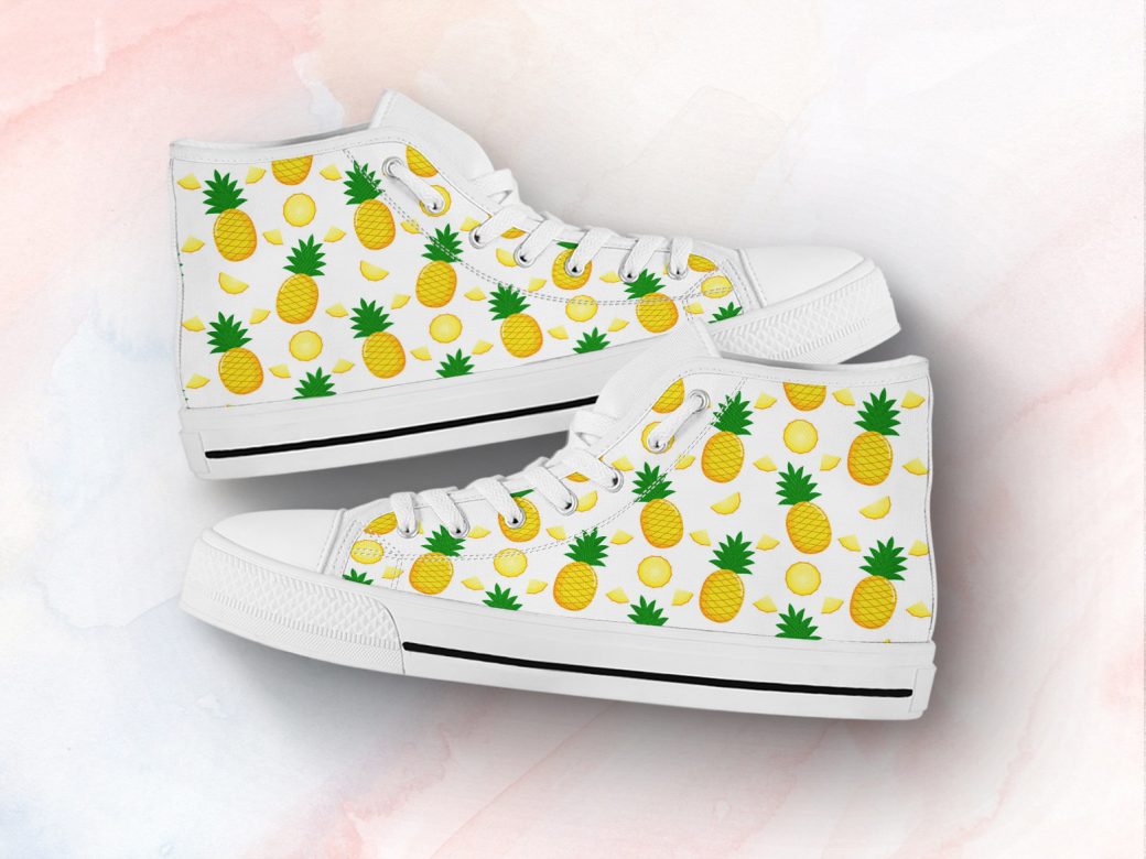 Pineapple Pattern Shoes | Custom High Top Sneakers For Kids & Adults