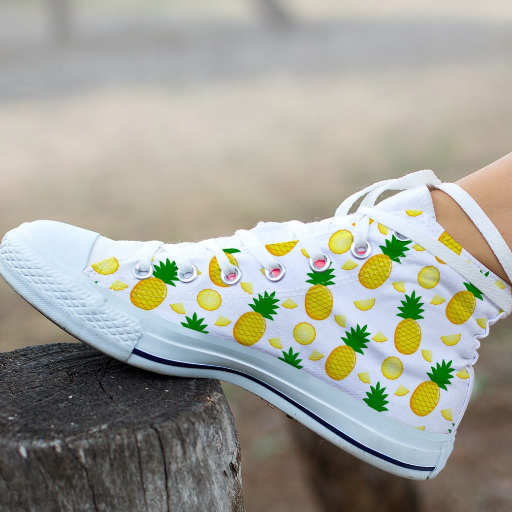 Pineapple Pattern Shoes | Custom High Top Sneakers For Kids & Adults