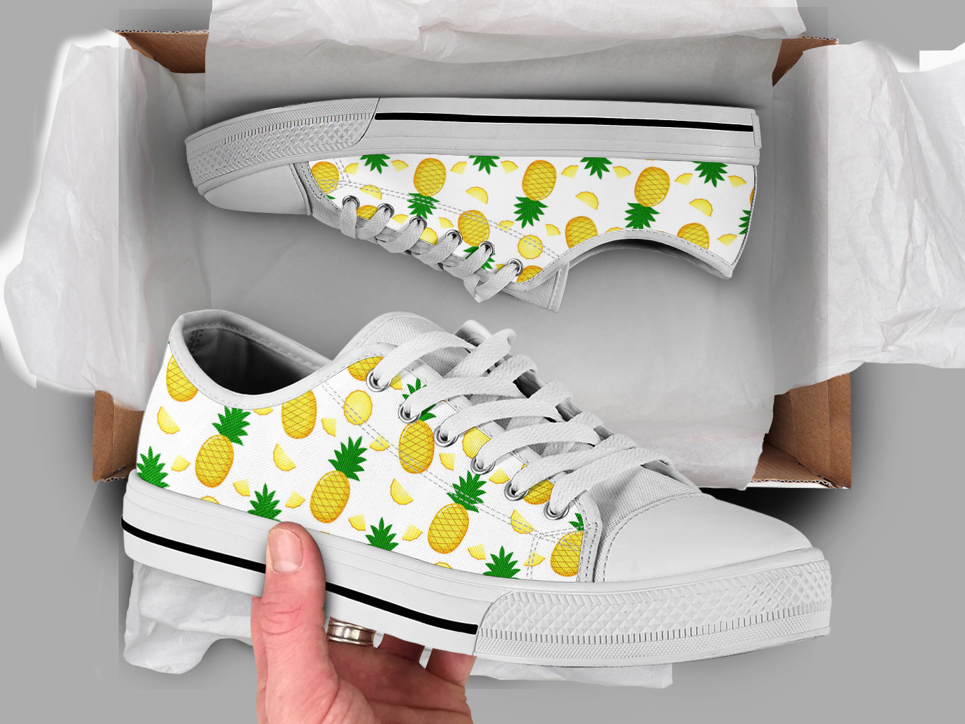 Pineapple Design Shoes | Custom Low Tops Sneakers For Kids & Adults