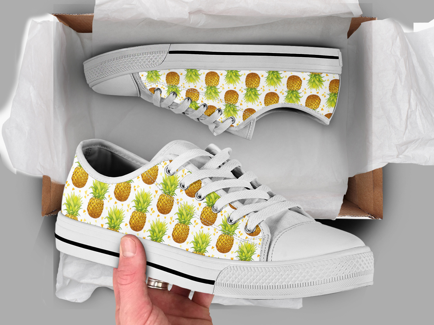 Womens Pineapple Shoes | Custom Low Tops Sneakers For Kids & Adults