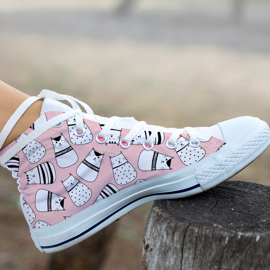 Pink Cat Shoes | Custom High Top Sneakers For Kids & Adults