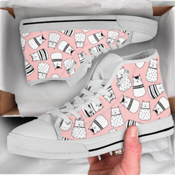 Pink Cat Shoes | Custom High Top Sneakers For Kids & Adults